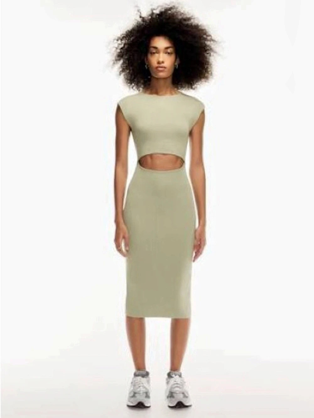 Wilfred Free Cut-Out Knit Midi Dress Sage Green in size XS